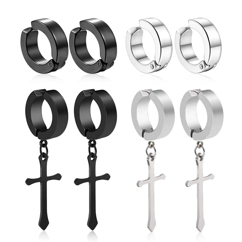 

1/6 pairs No Piercing Earrings Titanium Steel Clip-on Fake Earring Round Ear Clip For Women Men Punk Party Fashion Sexy Jewelry