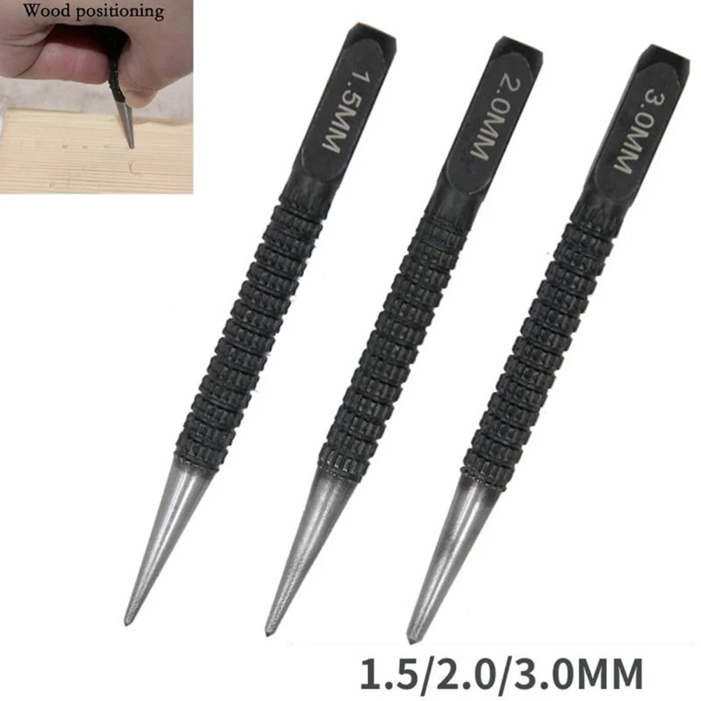 1/3Pcs 1.5mm/2mm/3mm Alloy Steel Center Punch Metal Wood Marking Drilling Tool Black Center Punch Core For Metal cleaning brush wire brush spare parts stainless steel wire wood silver 205mm 8 07inch 3pcs set accessories replacement