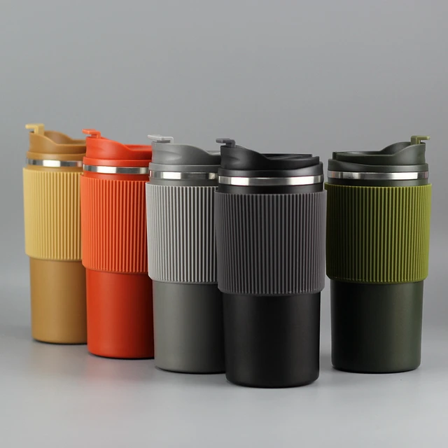 Stainless Steel Coffee Cups with Silicone Lids Non-slip Anti