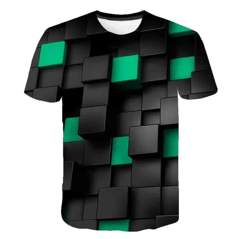 

New square printed T-shirt for boys and girls Children's Fashion T-shirt with 3D pattern for children's round neck casual short