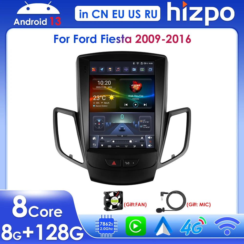 Hizpo Android 13 Auto Radio Für Ford Fiesta 2009-2017 - 9 Zoll Display