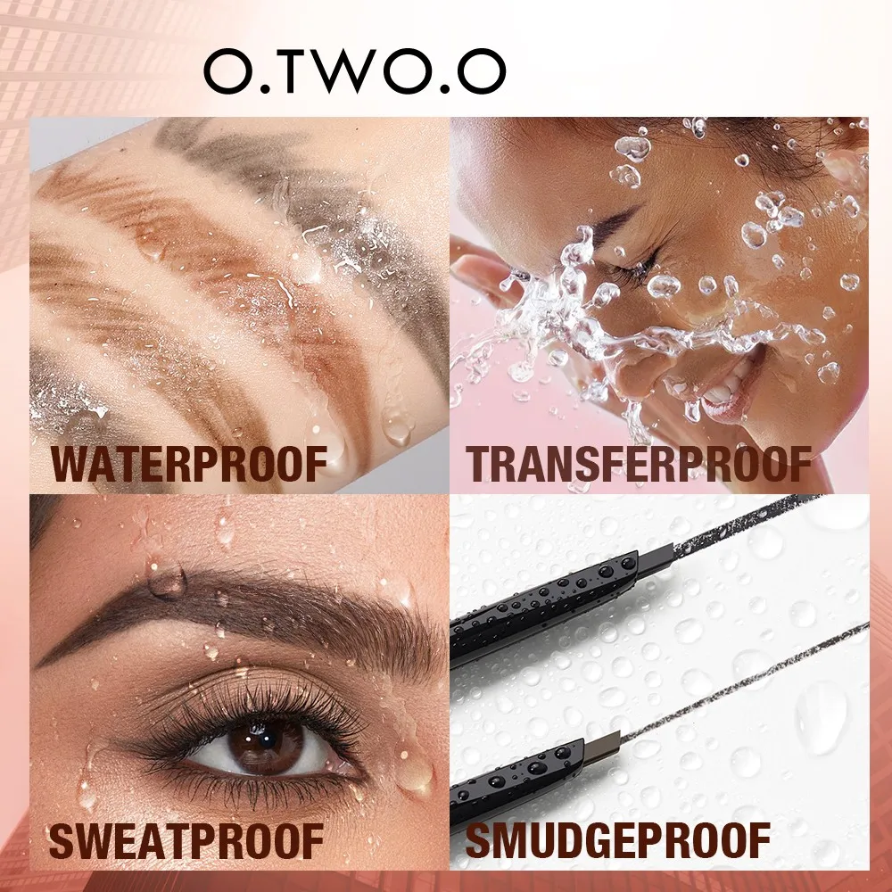 O.TWO.O 3 In 1 Eyebrow Pencil With Eyebrow Trimmer Precise Brow Definer Natural Brown Grey Color Waterproof Eye Brows Pen 4