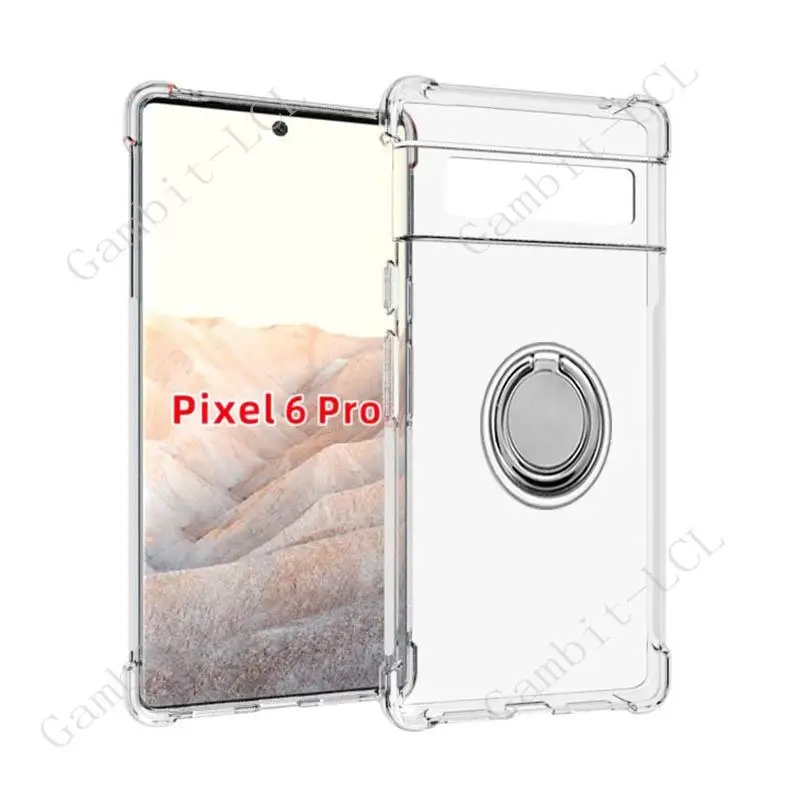 For Google Pixel 6 Pro 6Pro 6.7" GLUOG, G8VOU, GF5KQ Back Ring Holder Bracket Phone Case Soft Silicone TPU Original Shockproof
