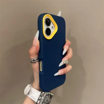 Custodia per telefono con cornice blu a contrasto adatta per iPhone 11 12 13 14 15 16 Pro Max 7/8 Plus custodia protettiva antigoccia