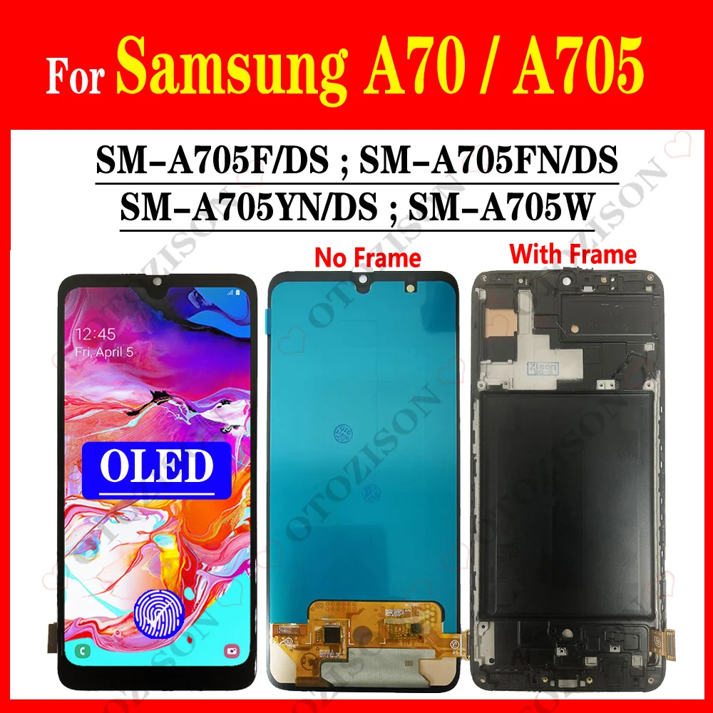 Дисплей A705F с рамкой для SAMSUNG Galaxy A70 2019 A705, ЖК-дисплей SM-A705FN/DS, сенсорный экран, дигитайзер A705YN A705W, детали в сборе