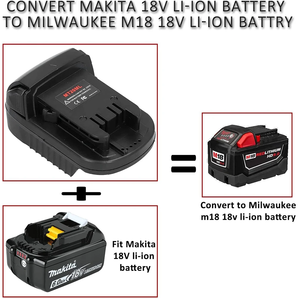 MT20ML Adapter for Makita 18V Li-ion Battery BL1830 BL1860 BL1815 Convert to for