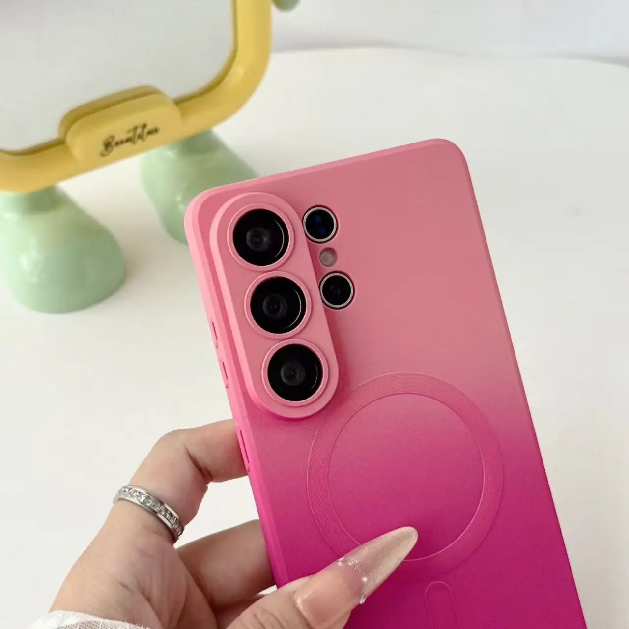 Gradient Wireless Charging Phone Case with Lens Film & Hanging Rope