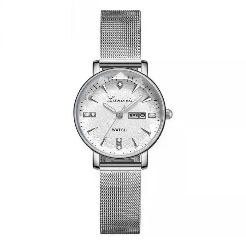 Elegant Women’s Watch with Calendar – Ultra-Slim Mesh Band & Luminous Dial for Work or Daily Use