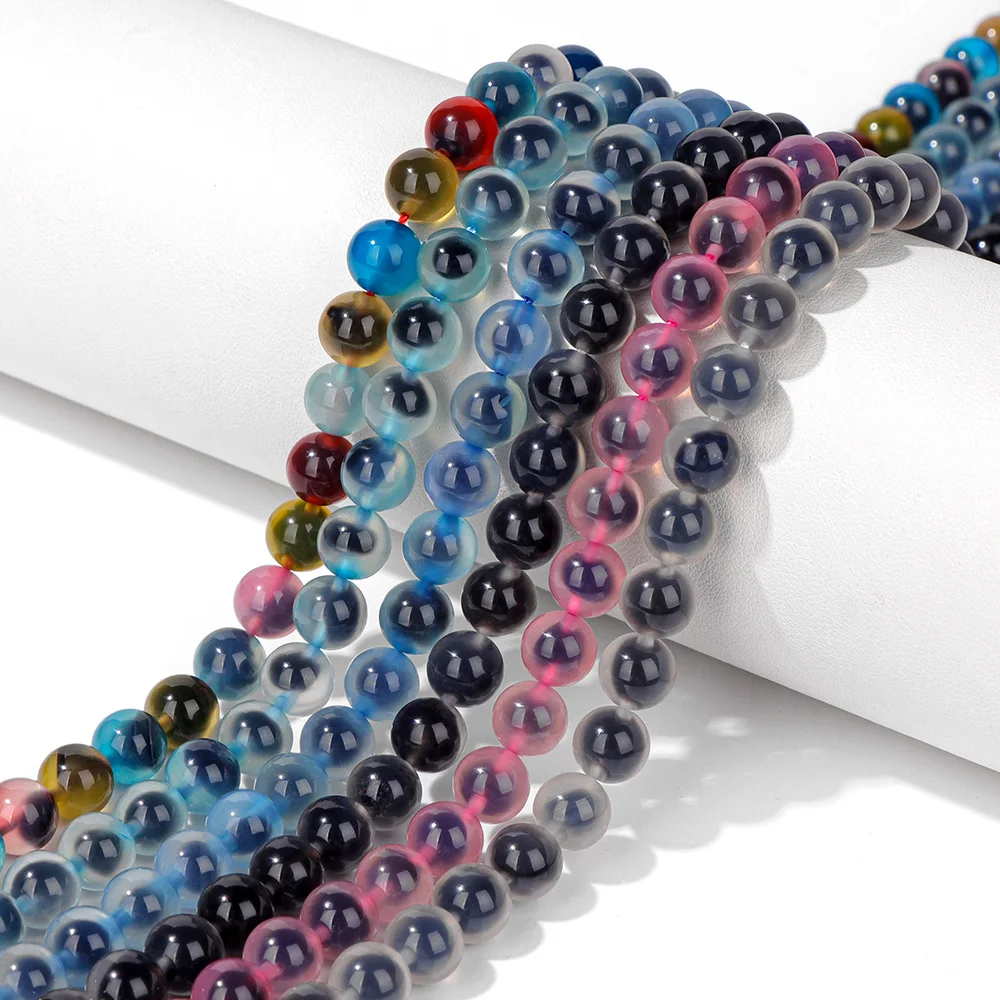 

8mm Natural Stone Sugar Heart Agate Beads Smooth Loose Spacer Bead Fashion Sweet Round Bead for Jewelry Making Bracelet Necklace