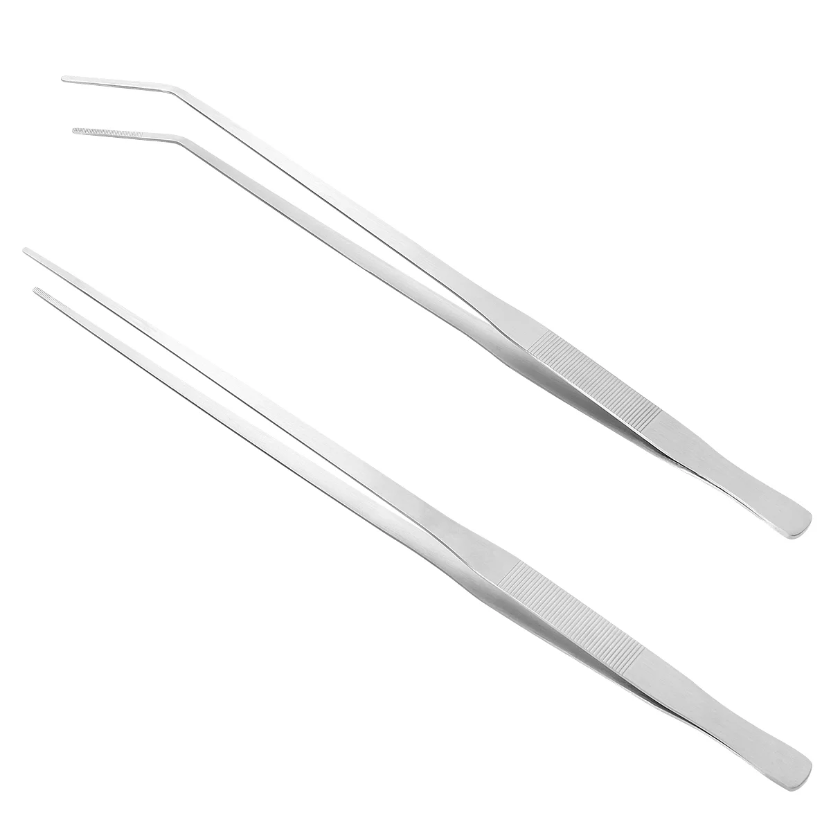 

UEETEK 2pcs Equipment For Aquarium 48cm Stainless Steel Straight Tweezer And Curved Tip Tweezer Aquarium Tank Aquatic Plant