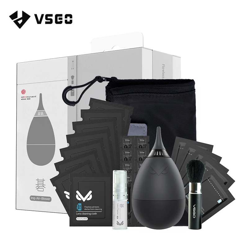 

VSGO VS-A2E Professional Lens Cleaning Kit with Filter Air Blower Folding Pouch Microfiber Lens Cloth Wet Wipes