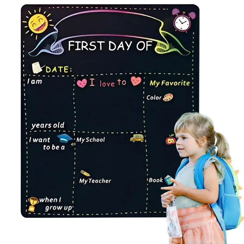 First & Last Day of School Chalkboard Double-Sided Back to School Board Reusable 1St Day of Preschool/Kindergarten Photo Props 1 school day sign of first back chalkboard last to board 1st kindergarten student message prop photo welcome signs and small