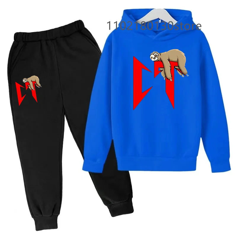 thumbnail image 1 of Sudadera con capucha y pantalones para niños de 3 a 13 años, moda de ocio para primavera y otoño, 2 piezas, 1 of 5