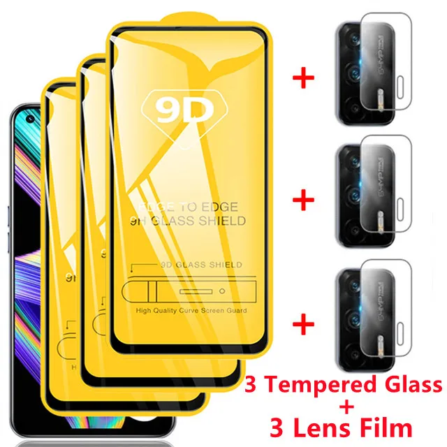 6-in-1 9D Screen Protectors for Realme GT 5G Neo 6 7 8 Pro Camera Lens Film for Realme 8i X2 Pro XT Narzo 30 Neo 2 C21 9i Glass 6-in-1