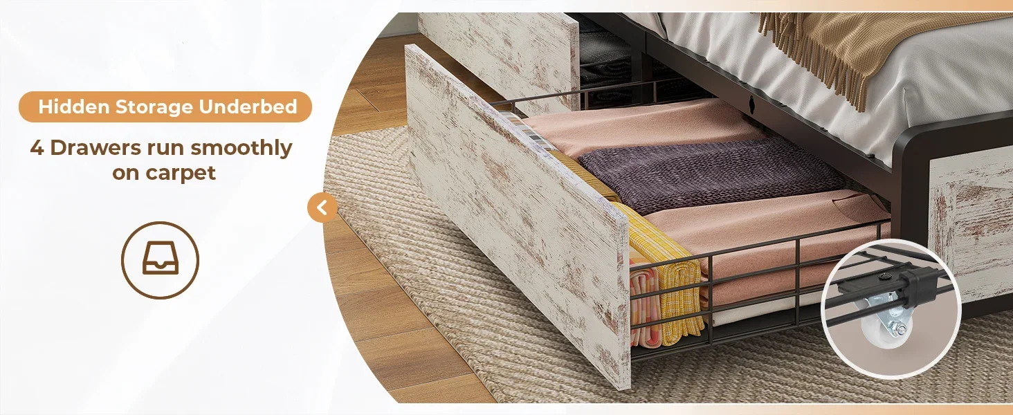 bed frame with drawer