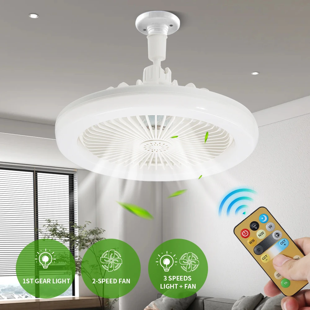 Ceiling Fan LED Ceiling Fan Lights LED Fan Light Ceiling Fan with LED Light Modern Extended E27 Lamp-head Fan Lamp 360 Degree Rotations