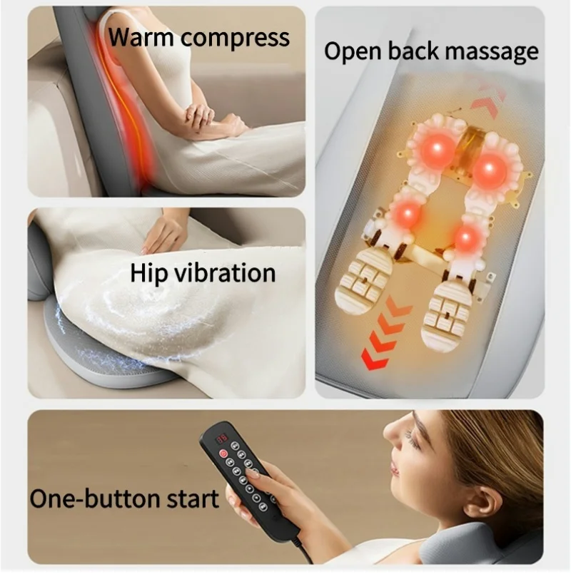 Shiatsu Full Body Massager with Heat Massage Chair Pad Kneading for Neck Back Shoulder Massage Cushion Seat Home Office Use Gift 3