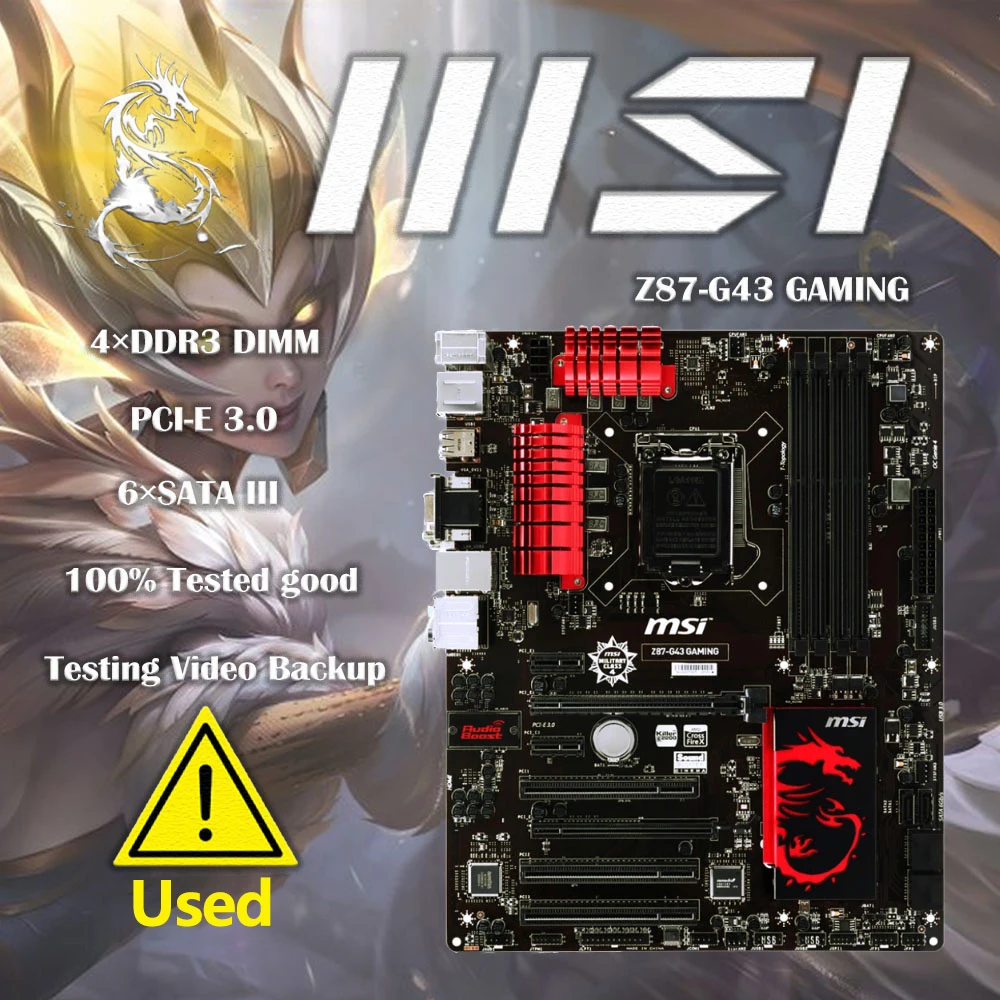 Used MSI Z87 G43 GAMING Motherboard Core i7 i5 i3 Pentium Celeron LGA 1150 DDR3 Overclocking
