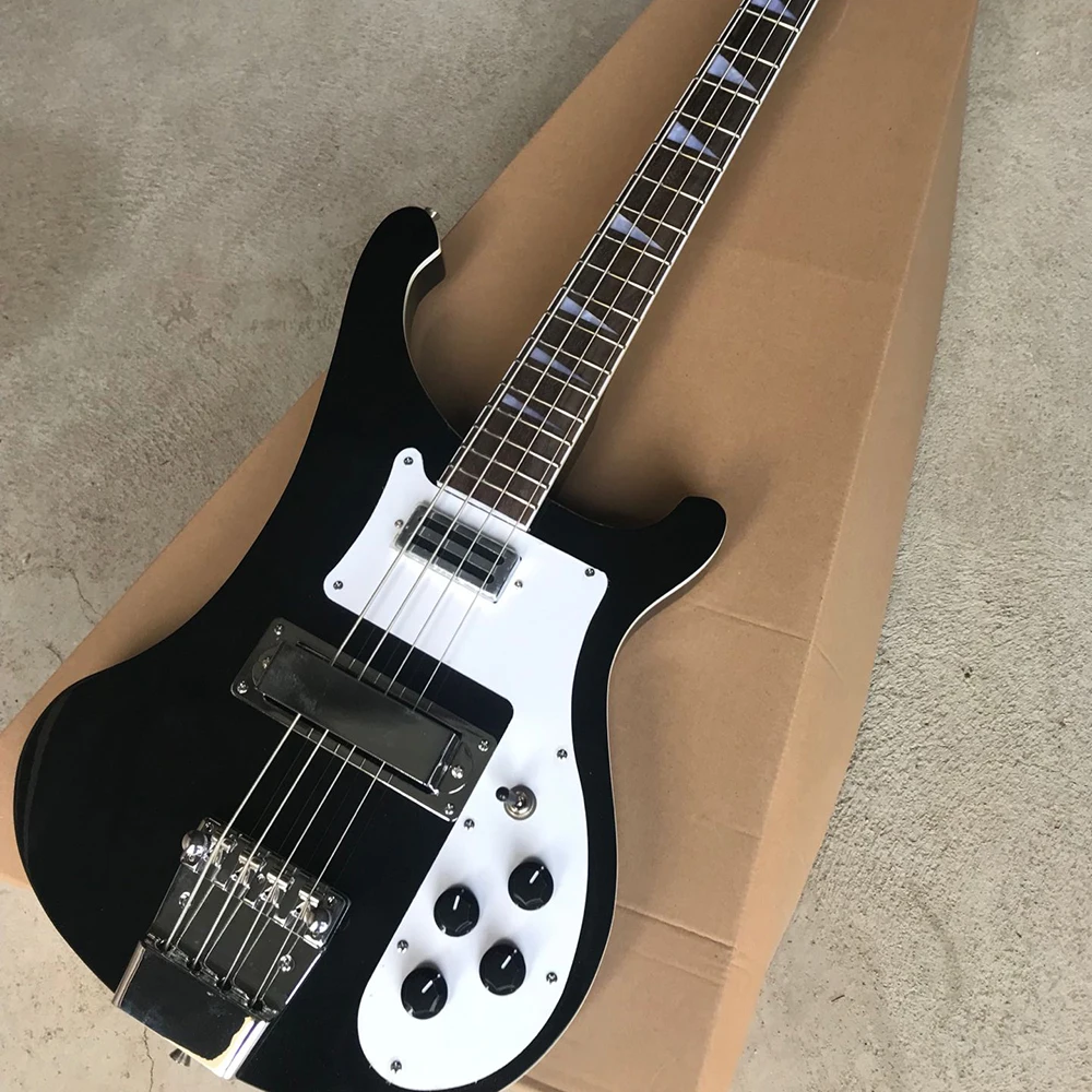 

4 Strings Black Electric Bass Guitar with Rosewood Fretboard Customizable