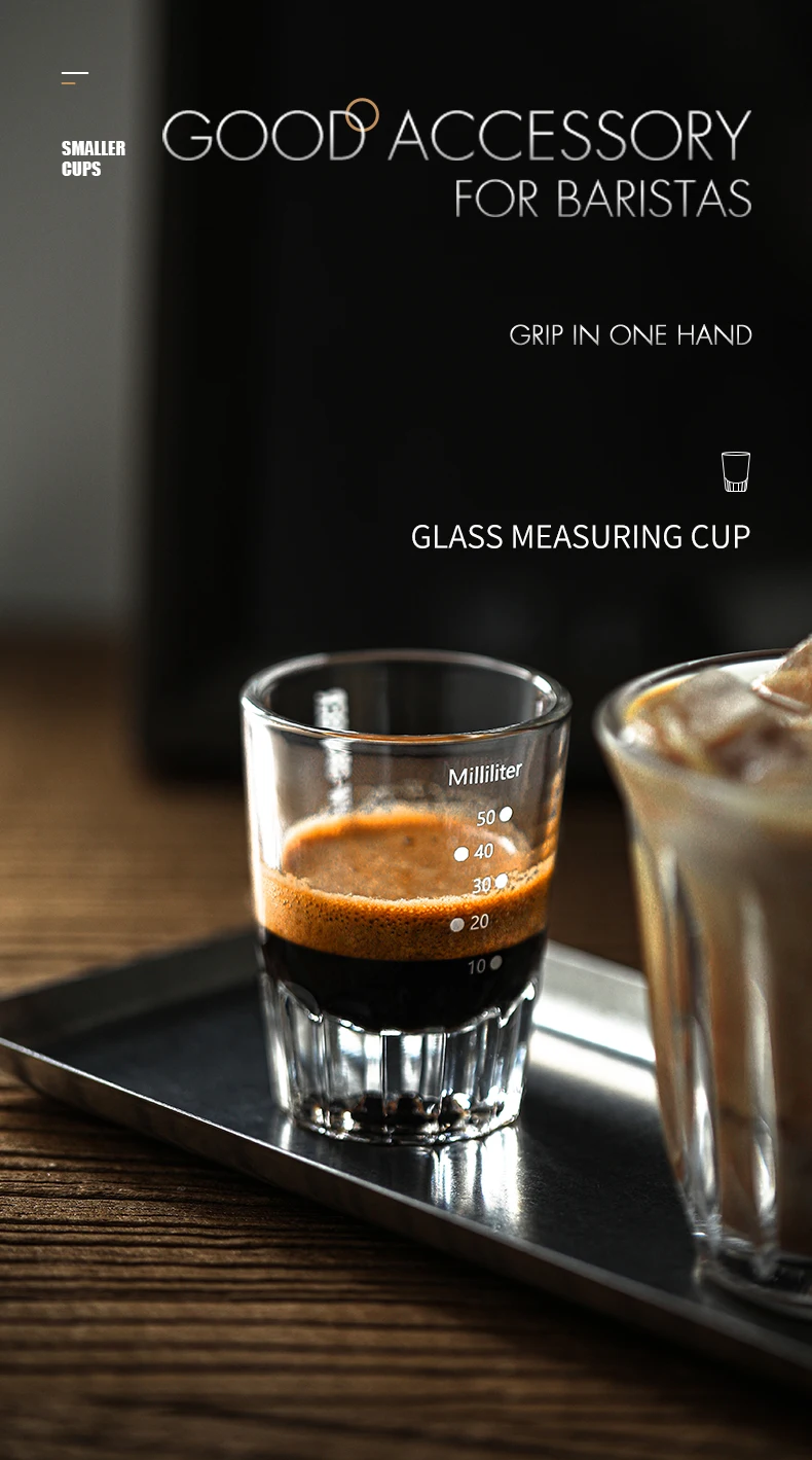 Description Picture 3 of item50ML Espresso Measuring Cup Coffee Shot Glass OZ Cup for Professional Barista Beer Mug Home Kitchen Coffee Measuring Accessories