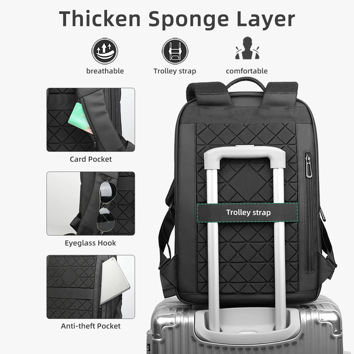 Heroic Knight Waterproof Business Backpack Men Big Capacity 15.6" Laptop Backpack Classic Simple Outdoor Sports Motor&Biker Pack 2