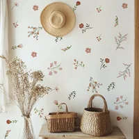 Boho Style Flowers Leaves Watercolor Wall Sticker Nursery Vinyl Wall Art Decals for Living Room Bedroom Kids Room Home Decor 5