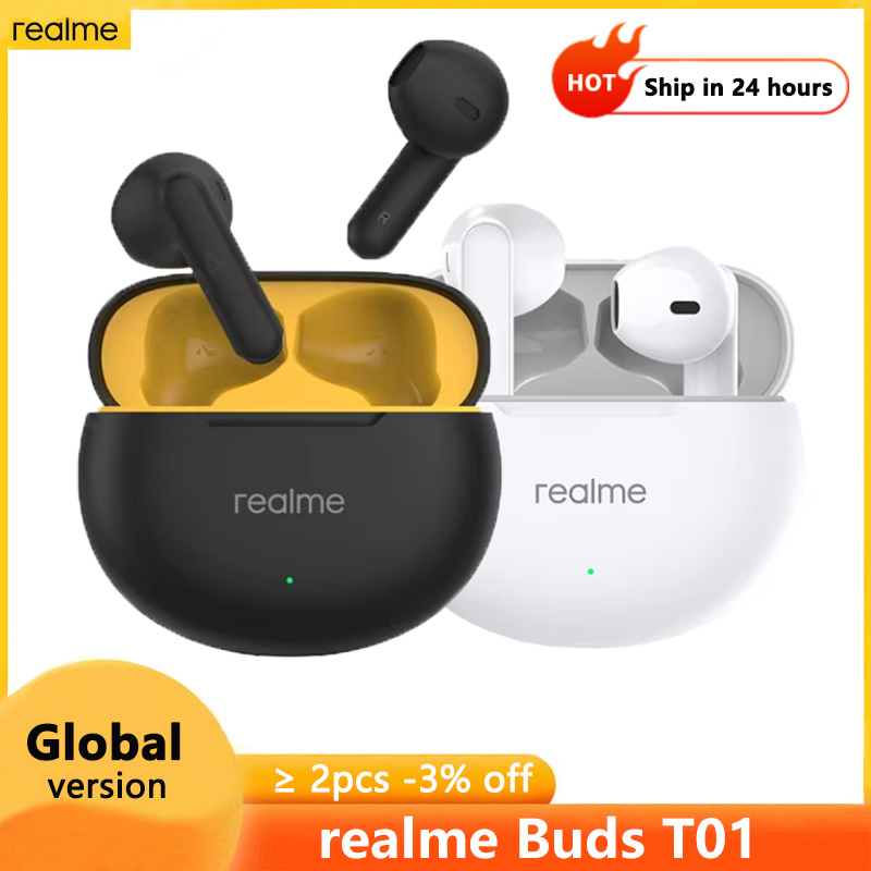New realme Buds T01 True Wireless Earphone AI Noise Cancelling TWS Bluetooth 5.4 IPX4 Waterproof 28H Battery Life Headset