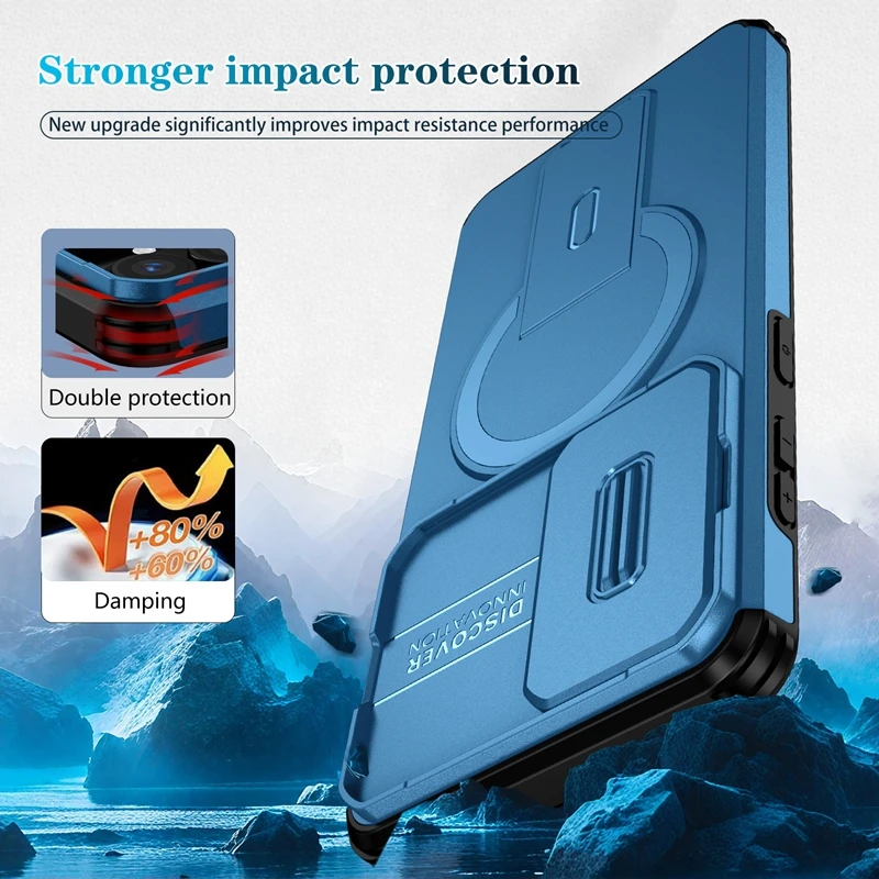 Enhanced Kickstand Case with Lens Cover & Magnetic Car Holder