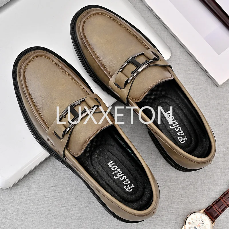 

Новинка 2023, Мужские Прочные туфли из натуральной кожи на толстой подошве с одним шагом, мужские деловые классические кожаные туфли