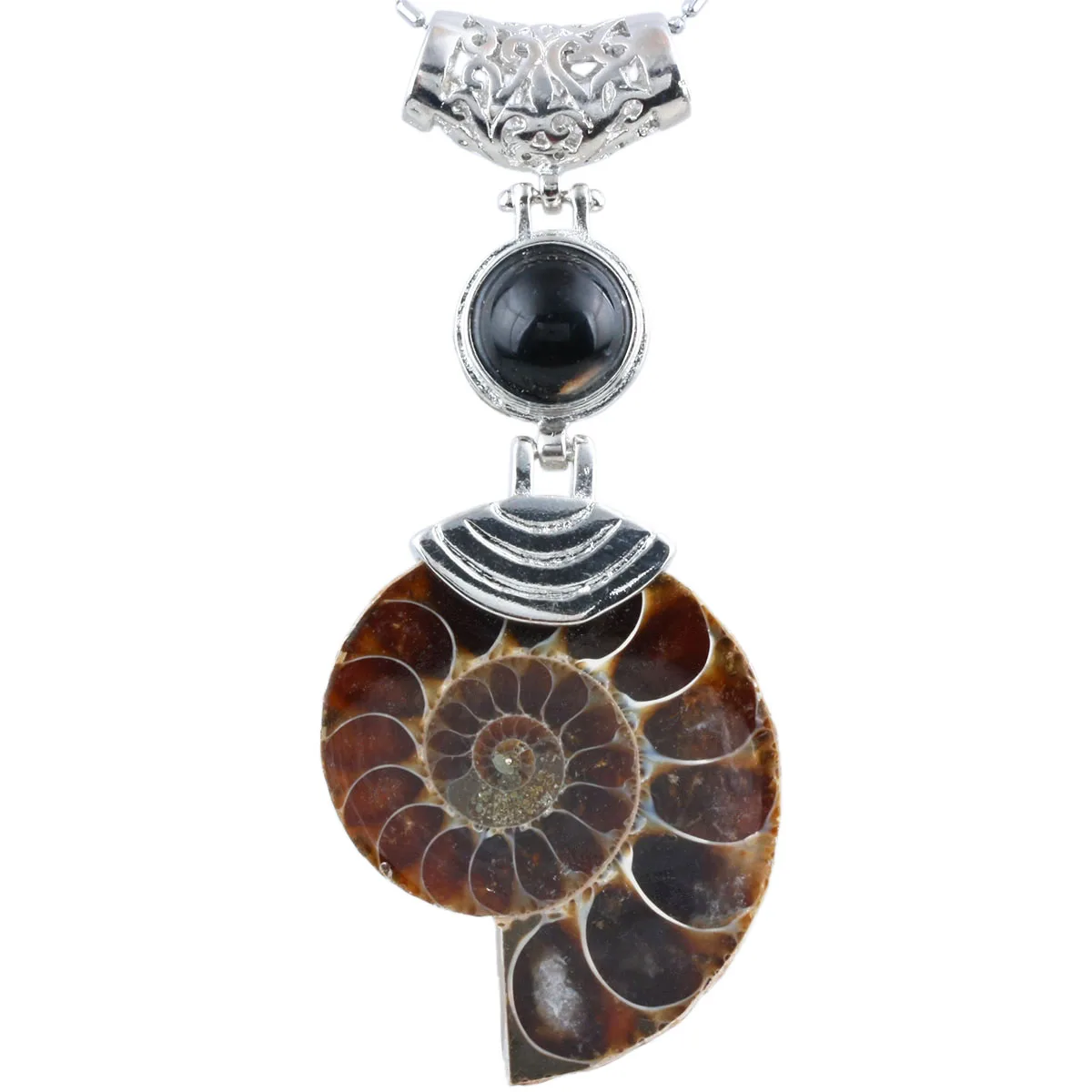

SUNYIK Natural Screw Ammonite Stone Pendant Ocean Style Unisex Jewelry