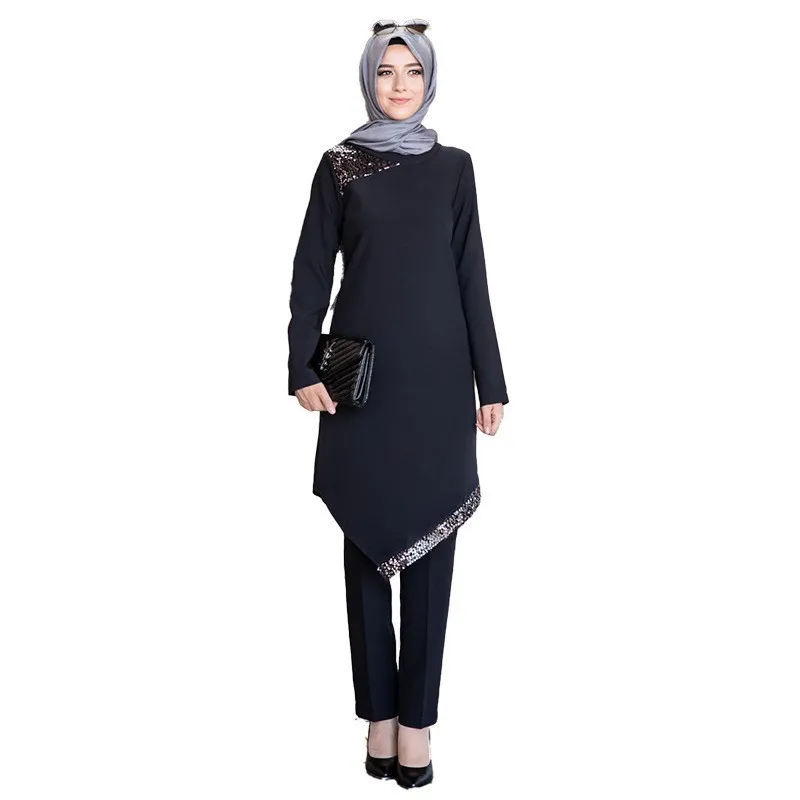 

Middle Eastern Muslim Women's Suit Chic Mid Length Irregular Jacket Slim Trousers Two Piece Arabian Dress Banquet Dress Ankara