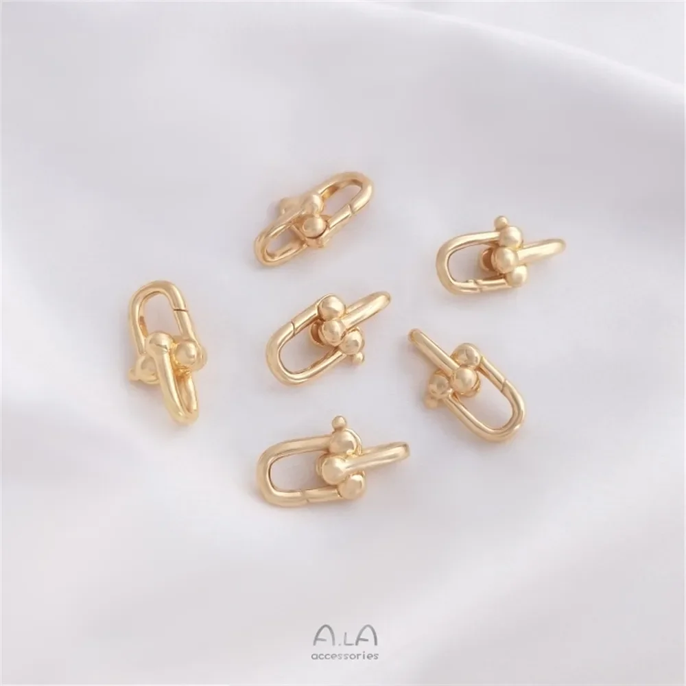 

14K Gold Wrapped U-shaped Spring Buckle Accessory DIY Bracelet Necklace U-shaped Chain Closure Connection Buckle Earring Pendant