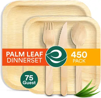 Compostable Palm Leaf Dinnerware Set for 75 Guests 1