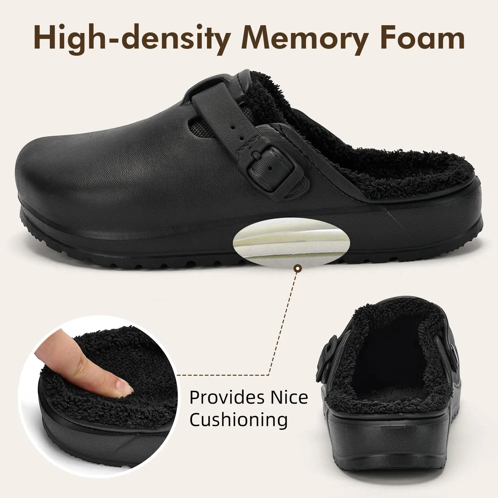 Womens Clogs Winter Mules Slip on Nurse Shoes Work Garden Slippers with Cotton Lined New Outdoor and Indoor Soft Cotton Shoes 6
