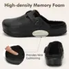 Womens Clogs Winter Mules Slip on Nurse Shoes Work Garden Slippers with Cotton Lined New Outdoor and Indoor Soft Cotton Shoes 6