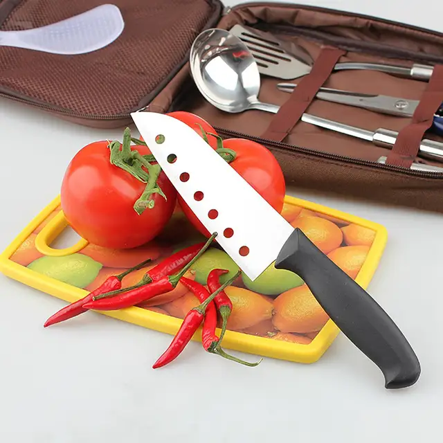 7pcs Camping Kitchen Utensil Set with Carrying Bag BBQ Beach Hiking Travel Organizer Storage Pack Cook Gadgets Equipment Gear 2