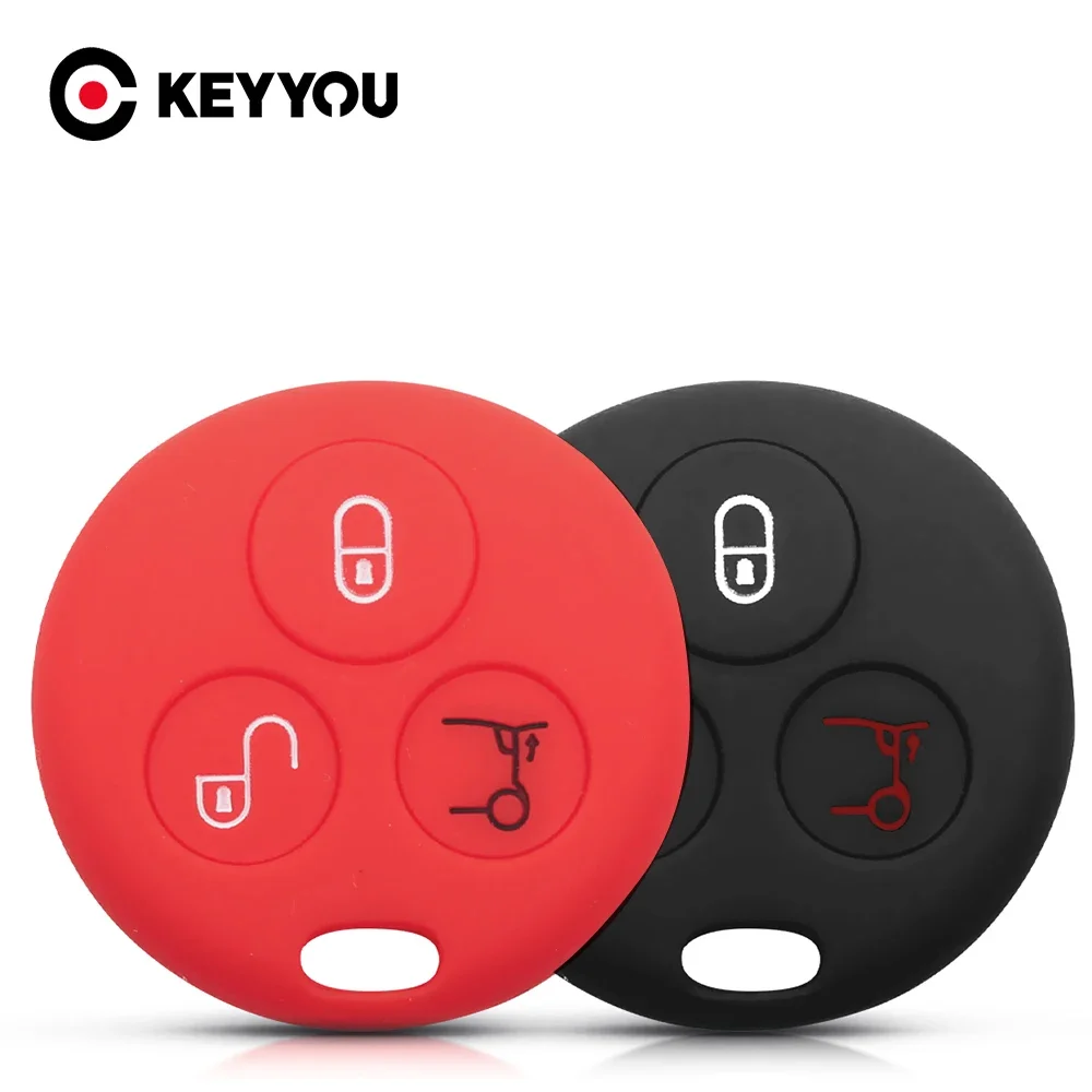 Mt-key Cover Protettiva In Silicone Per Chiave Auto Mercedes 3 Pulsanti - Colore Nero