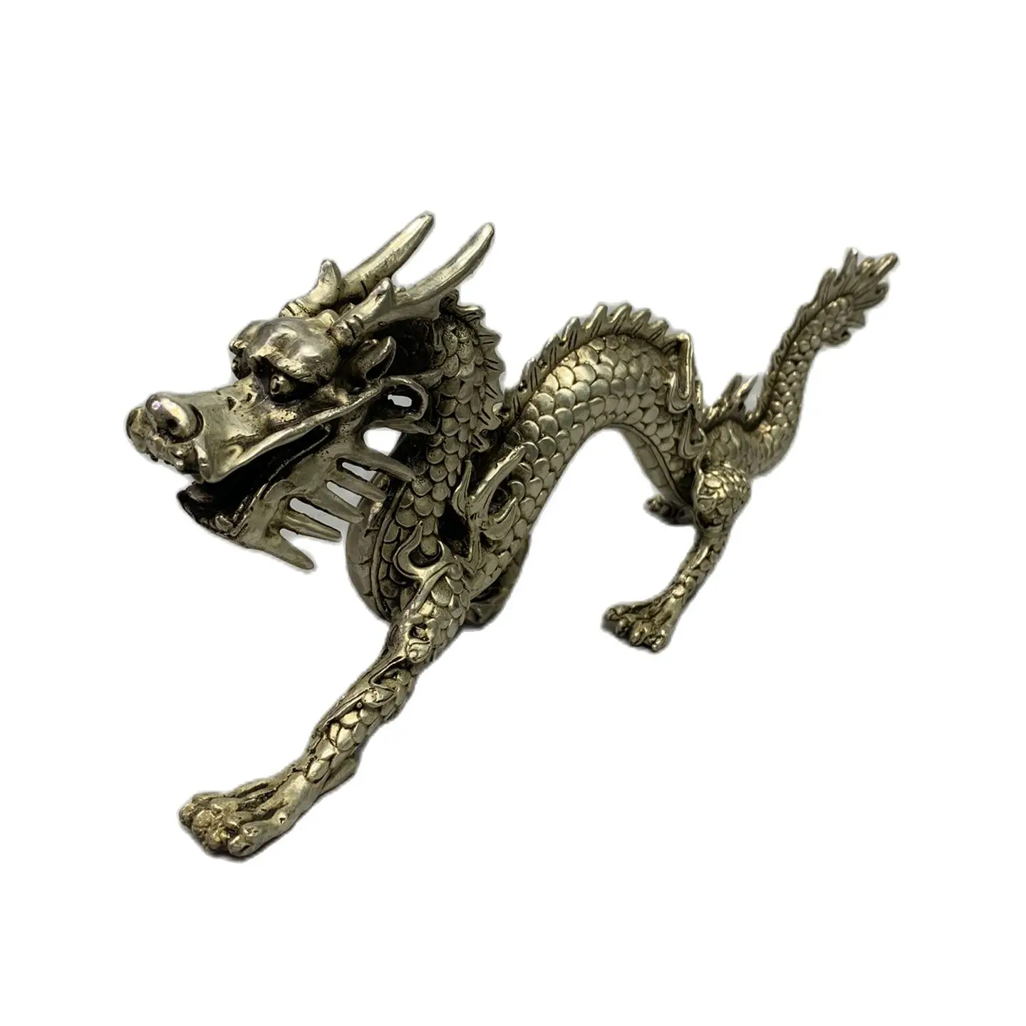 

Art Collection Tibet Silver Hand Carved Dragon Sculpture ,Home Decor Antique Metal Statue Ornament Gift