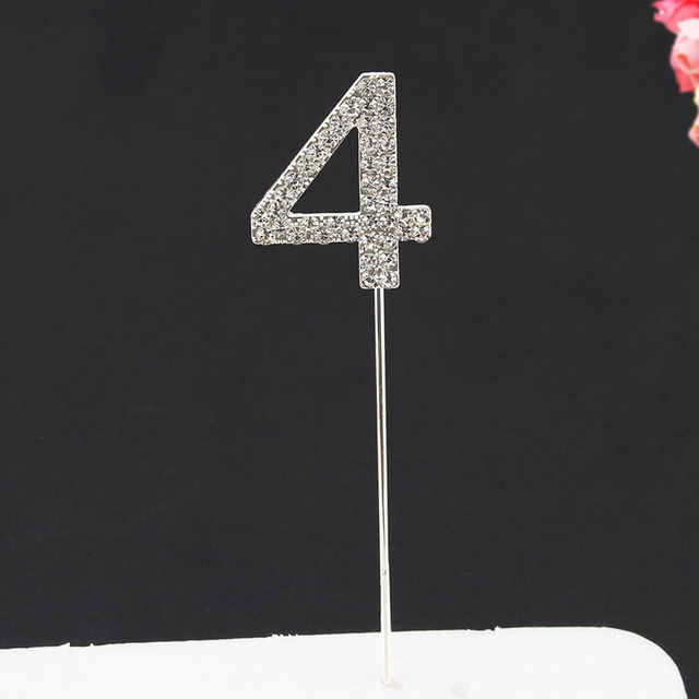 Topper Happy Birthday Party Glitter Alloy Rhinestone 1-9 Number Baby Shower Birthday 1 Year Birthday Digital Diy Cake Decor