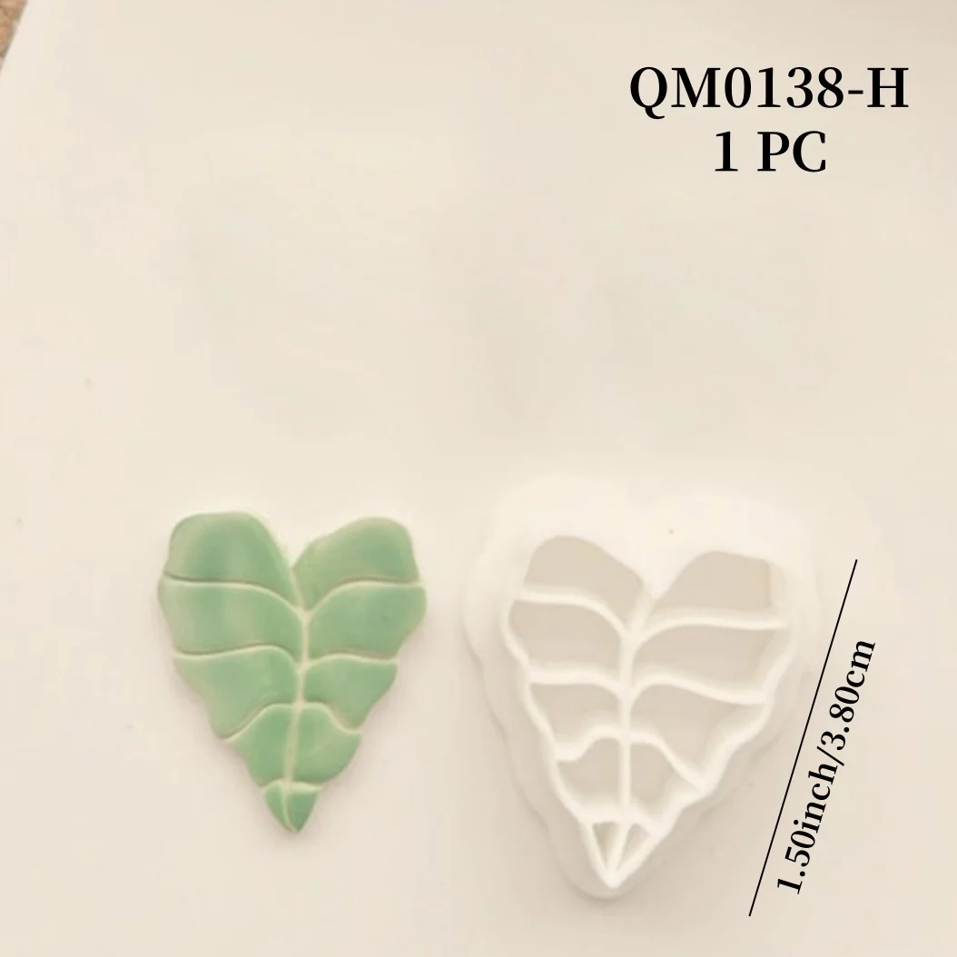 1pc Tropische Blatt Form Polymer Clay Schneider Frühling Immergrüne Blätter Geprägte Herstellung Keramik Ton Ohrringe Schmuck Anhänger Werkzeuge – Detail 9