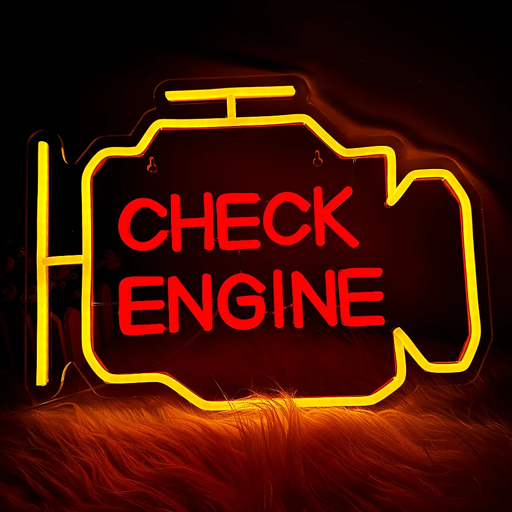 Wanxing Car Check Engine Neon Sign Led Light Auto Room Garage Repair Shop Home USB Switch Bar Atmosphere ArtWall Decor Gift Lamp