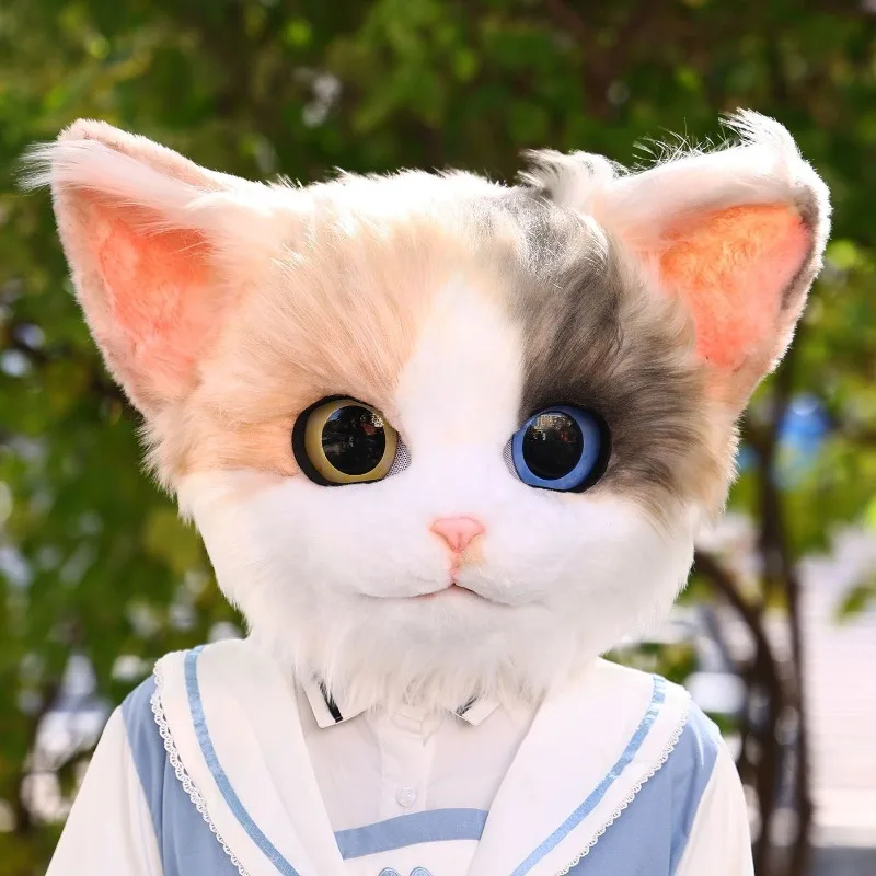 Kigurumi Fursuit Cosplay Cat Head Covers Ragdoll Cat Cute Animals Furry Mask Headgear Women Men Unisex Carnival Halloween Party