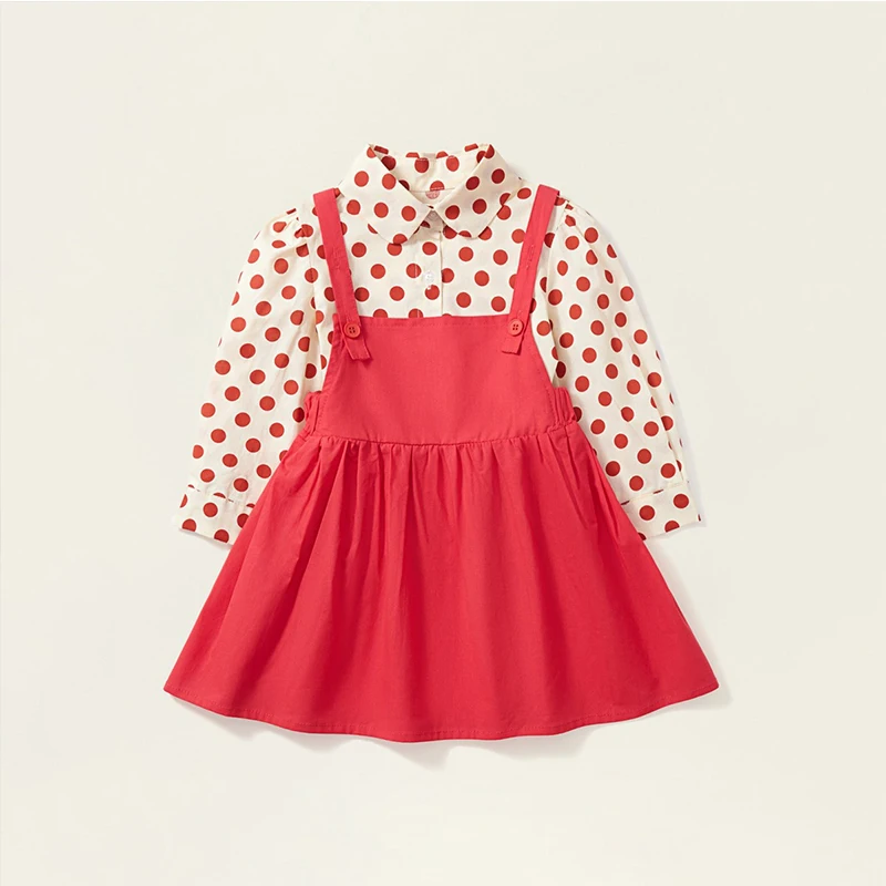 

Korean Luxury Spring Autumn Cotton Two-Piece Fashion Clothes Children's Long Sleeve Blouse Skirt Set Girls From 3 To 8 Years