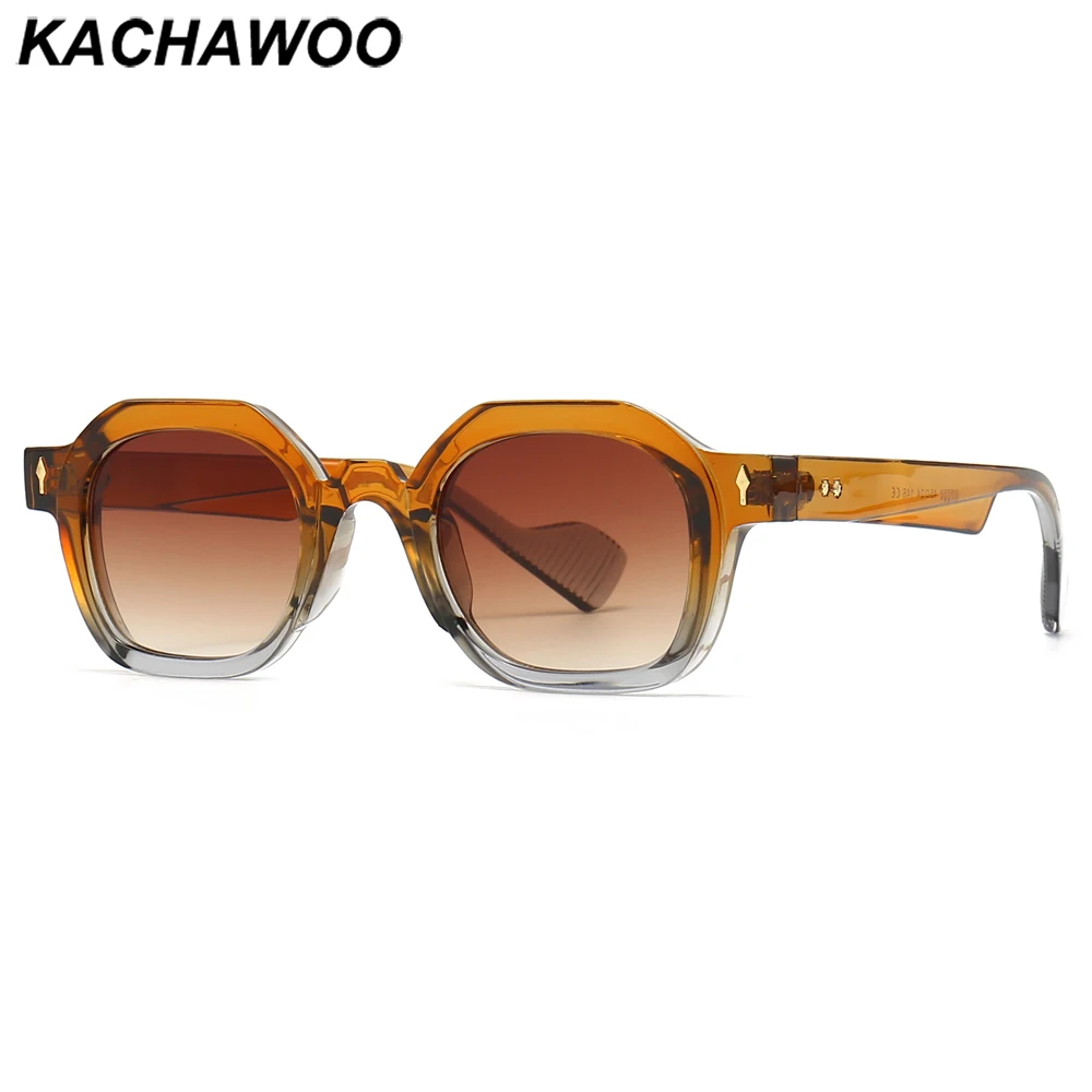 

Kachawoo hexagon sunglasses retro female uv400 polygon round frame sun glasses male trending European style brown green black