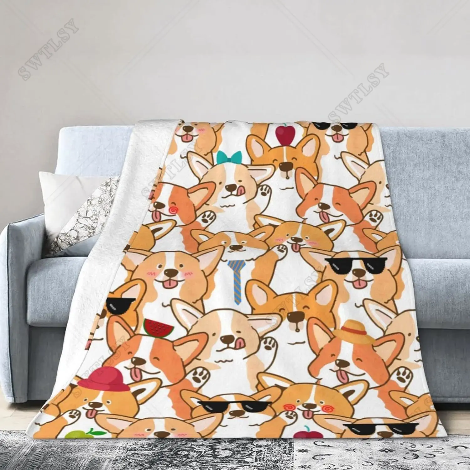 

Милое Флисовое одеяло Corgi, мягкое и теплое одеяло, подарок для дочери, мамы, подруги, диван, кровать, гостиная