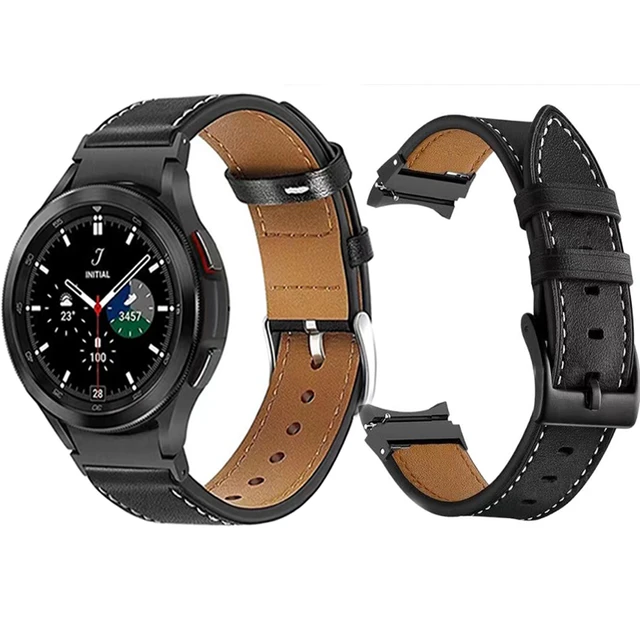 Leather Band Samsung Galaxy Watch 4 Classic 46mm 42mm 44mm 40mm Smartwatch  - Watchbands - Aliexpress