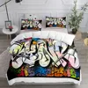 Graffiti Rainbow Friends Cartoon Duvet Cover UK Single Double King US Twin Full Queen Size Bed Linen Set 6