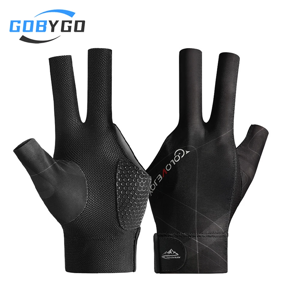 GOBYGO 1Pcs High-elasticity Billiards Gloves Elastic Compression Silicone Anti-slip Show Three Fingers Netted Palm Gloves Unisex GOBYGO 1Pcs High-elasticity Billiards Gloves Elastic Compression Silicone Anti-slip Show Three Fingers Netted Palm Gloves Unisex