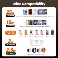 Toocki 25W QI2.2 Wireless Charger Station 3-in-1 for iPhone 17 16 Pro Max Airpods iWacth Samsung S27 for Magsafe Wirless Charger 6