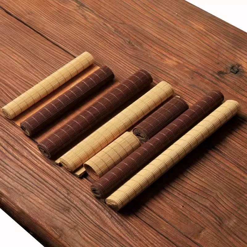 Handmade Bamboo Tea Mat with Hemming - Chinese Zen Tea Ceremony Table Runner, Heat-Resistant Coaster, Kung Fu Tea Accessories